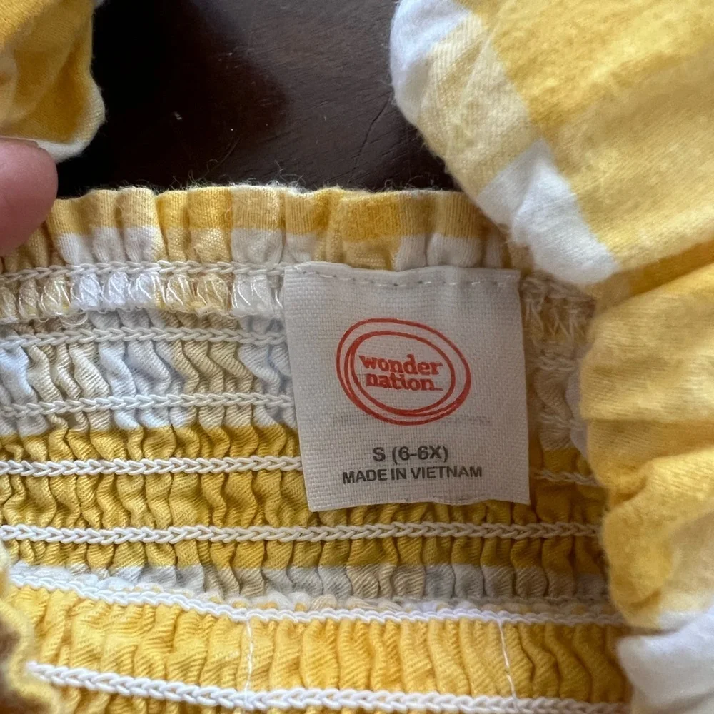 Wonder Nation Yellow and White Smocked Puff Sleeve Sundress